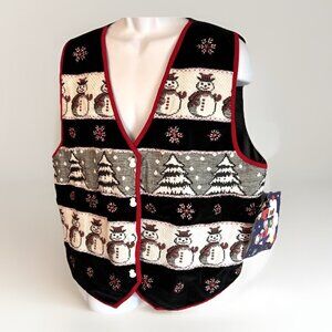 Tantrums Ugly Christmas Vest Snowman Red Black White 2X NWT